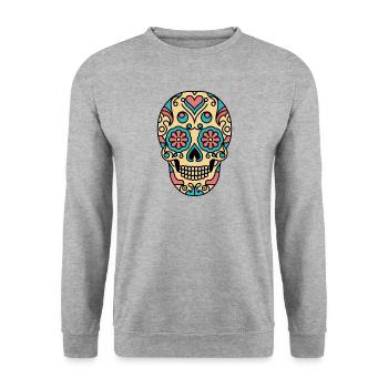 Crâne rétro 1 - Sweat-shirt Unisexe - gris chiné - Devant - Alina (178cm) & Michal (187cm)