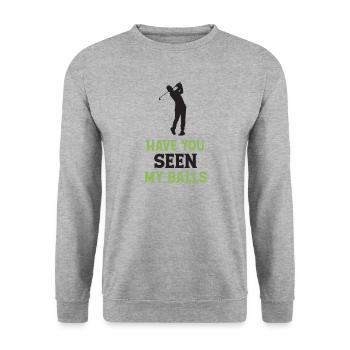 Golf - Hast du meine Bälle gesehen? - Unisex Pullover - Weißgrau meliert - Vorne - Alina (178cm) & Michal (187cm)