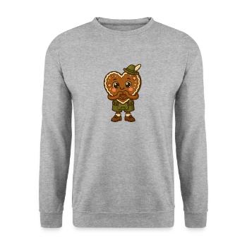 Gingerbread hero in lederhosen - Unisex Sweatshirt - salt & pepper - Front - Alina (178cm) & Michal (187cm)