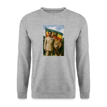 Haile Selassie I Jah Rastafari Rasta Reggae Roots - Unisex Sweatshirt - salt & pepper - Front - Alina (178cm) & Michal (187cm)