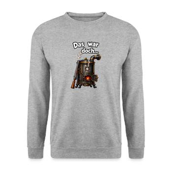 Das war doch... ein Schuss in den Ofen - Unisex Pullover - Weißgrau meliert - Vorne - Alina (178cm) & Michal (187cm)