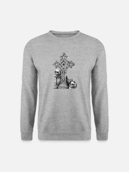 grabsteine, goth, menschenschädel - Unisex Pullover - Weißgrau meliert