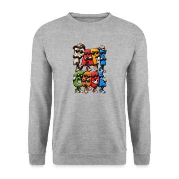 Cooler Opa – lustige Buchstaben - Unisex Pullover - Weißgrau meliert - Vorne - Alina (178cm) & Michal (187cm)