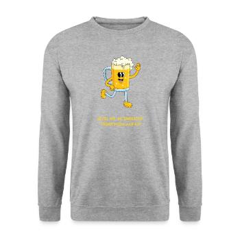 Level 40 auf Ex-lustiges Bierdesign zum Geburtstag - Unisex Pullover - Weißgrau meliert - Vorne - Alina (178cm) & Michal (187cm)