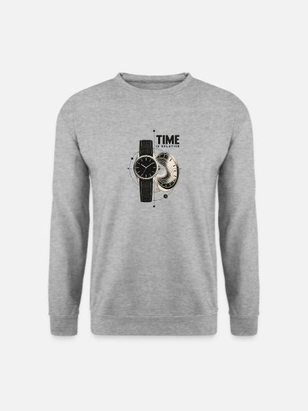 Zeitrelativität Uhr und Wurmloch - Unisex Pullover - Weißgrau meliert