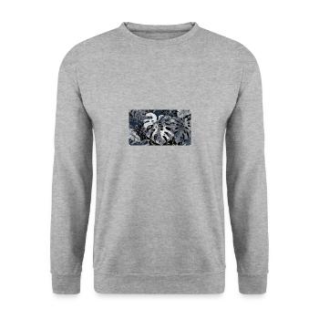 Monstera Pflanze Noir - Unisex Pullover - Weißgrau meliert - Vorne - Alina (178cm) & Michal (187cm)