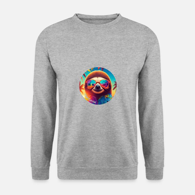 Shirt "Slothlife" - Unisex Pullover - Weißgrau meliert