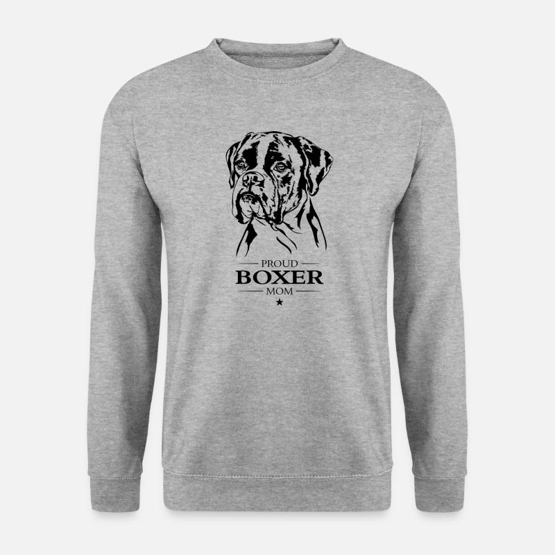 Boxer Mom Hund Hunde Hundesport Wilsigns - Unisex Pullover - Weißgrau meliert