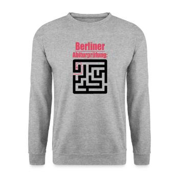 Abitur Abschluss Prüfung Sprüche lustig Berlin Abi - Unisex Pullover - Weißgrau meliert - Vorne - Alina (178cm) & Michal (187cm)