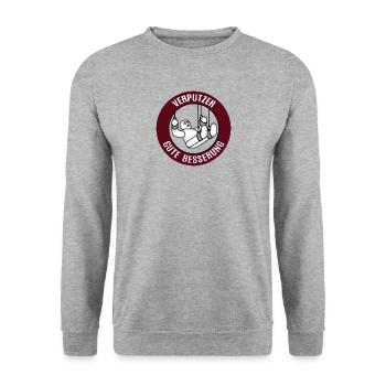 Verputzer Gute Besserung Alles Gute Krankheit - Unisex Pullover - Weißgrau meliert - Vorne - Alina (178cm) & Michal (187cm)