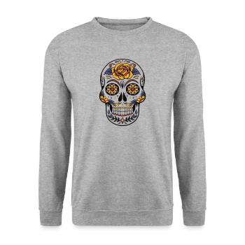 Skull - Day of the Dead - Unisex Sweatshirt - salt & pepper - Front - Alina (178cm) & Michal (187cm)