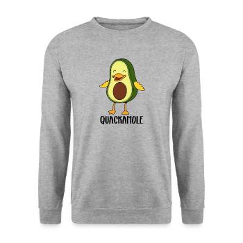 Avocado Duck Funny Pun – Quackamole - Unisex Sweatshirt - salt & pepper - Front - Alina (178cm) & Michal (187cm)