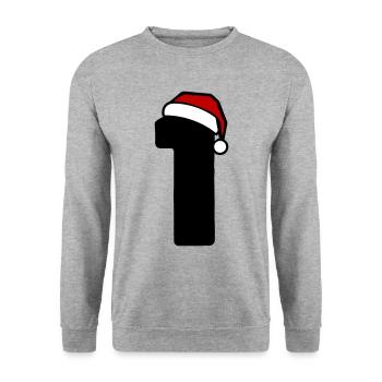 1 Zahl Weihnachten - Unisex Pullover - Weißgrau meliert - Vorne - Alina (178cm) & Michal (187cm)