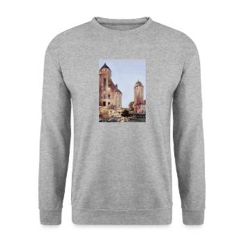 This is KALLIO 3 - Unisex Sweatshirt - salt & pepper - Front - Alina (178cm) & Michal (187cm)