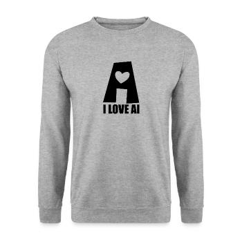 Artificial Intelligence - I love AI - Digital - Unisex Sweatshirt - salt & pepper - Front - Alina (178cm) & Michal (187cm)
