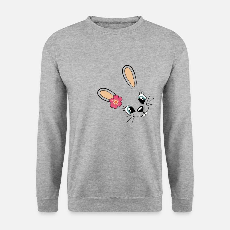 Lapin mignon lapin Pâques lapin Fleur mignonne - Sweat-shirt Unisexe - gris chiné