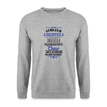 Ungeheuer fantastische Crew / Skipper - Unisex Pullover - Weißgrau meliert - Vorne - Alina (178cm) & Michal (187cm)