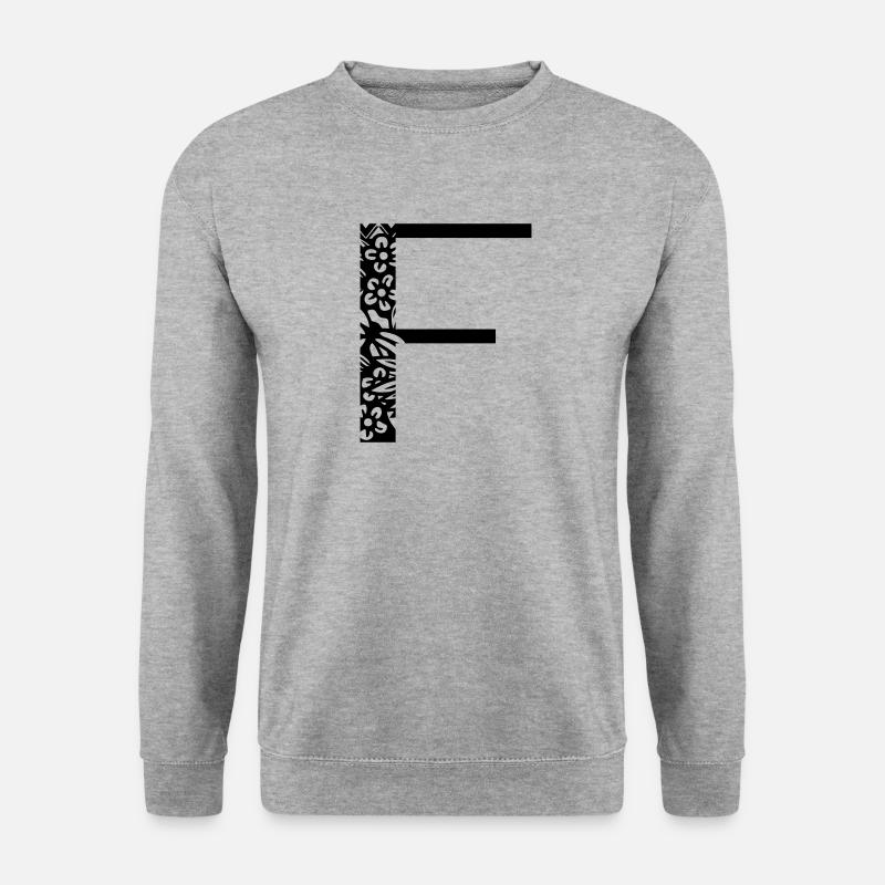 Buchstabe F - Unisex Pullover - Weißgrau meliert