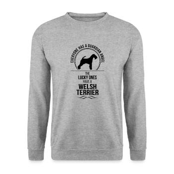 WELSH TERRIER Guardian Angel Dogs Disant Wilsigns - Sweat-shirt Unisexe - gris chiné - Devant - Alina (178cm) & Michal (187cm)