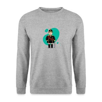Porträt Otto von Bismarck - Unisex Pullover - Weißgrau meliert - Vorne - Alina (178cm) & Michal (187cm)