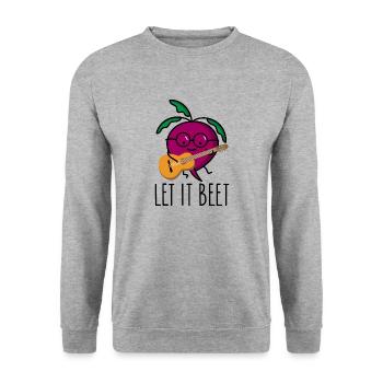 Lustige vegane Beete mit Gitarre - Unisex Pullover - Weißgrau meliert - Vorne - Alina (178cm) & Michal (187cm)