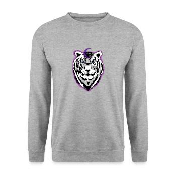 tigre de la nuit - Sweat-shirt Unisexe - gris chiné - Devant - Alina (178cm) & Michal (187cm)