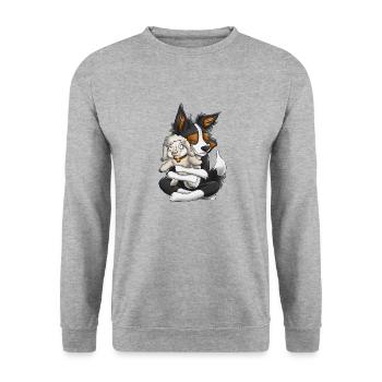I'm a Sheepdog - Noir Tricolore - Sweat-shirt Unisexe - gris chiné - Devant - Alina (178cm) & Michal (187cm)