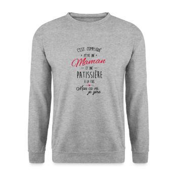 maman et patissière - Sweat-shirt Unisexe - gris chiné - Devant - Alina (178cm) & Michal (187cm)