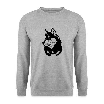 siberianhusky1 - Sweat-shirt Unisexe - gris chiné - Devant - Alina (178cm) & Michal (187cm)