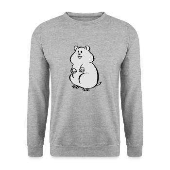 Hamster - Unisex Pullover - Weißgrau meliert - Vorne - Alina (178cm) & Michal (187cm)
