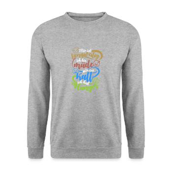 langweilig ich bin müde mir ist kalt ich Hunger - Unisex Pullover - Weißgrau meliert - Vorne - Alina (178cm) & Michal (187cm)