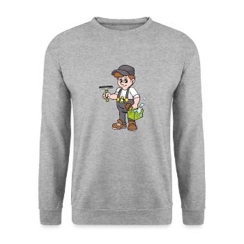 Gebäudereiniger Fensterputzer - Unisex Pullover - Weißgrau meliert - Vorne - Alina (178cm) & Michal (187cm)
