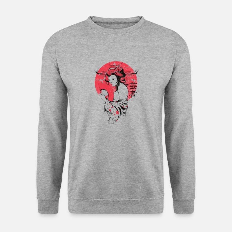 Japan Sonne - Unisex Pullover - Weißgrau meliert
