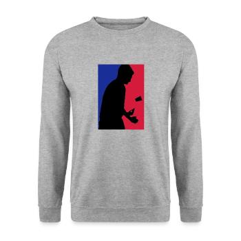 Flip Cup - Unisex Pullover - Weißgrau meliert - Vorne - Alina (178cm) & Michal (187cm)