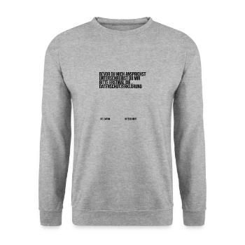 Datenschutz Fun Shirt - Unisex Pullover - Weißgrau meliert - Vorne - Alina (178cm) & Michal (187cm)