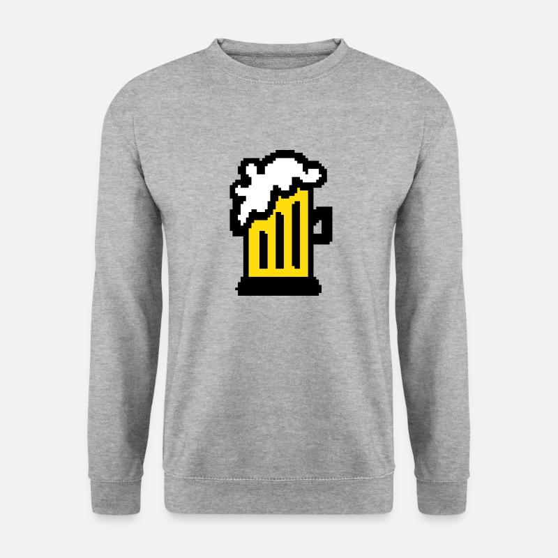 Bier Pixel Art - Unisex Pullover - Weißgrau meliert