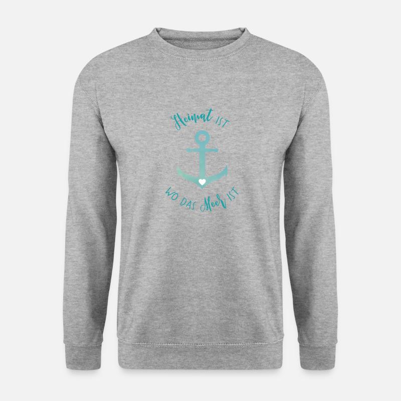 "Heimat ist wo das Meer ist" - Unisex Pullover - Weißgrau meliert