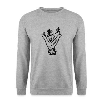 Triathlon Aloha - Unisex Pullover - Weißgrau meliert - Vorne - Alina (178cm) & Michal (187cm)
