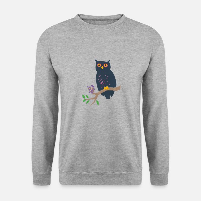 Eule und Pilze - Unisex Pullover - Weißgrau meliert