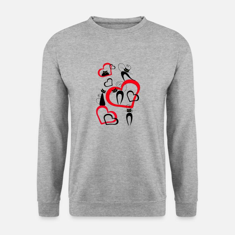 Katzen - Unisex Pullover - Weißgrau meliert