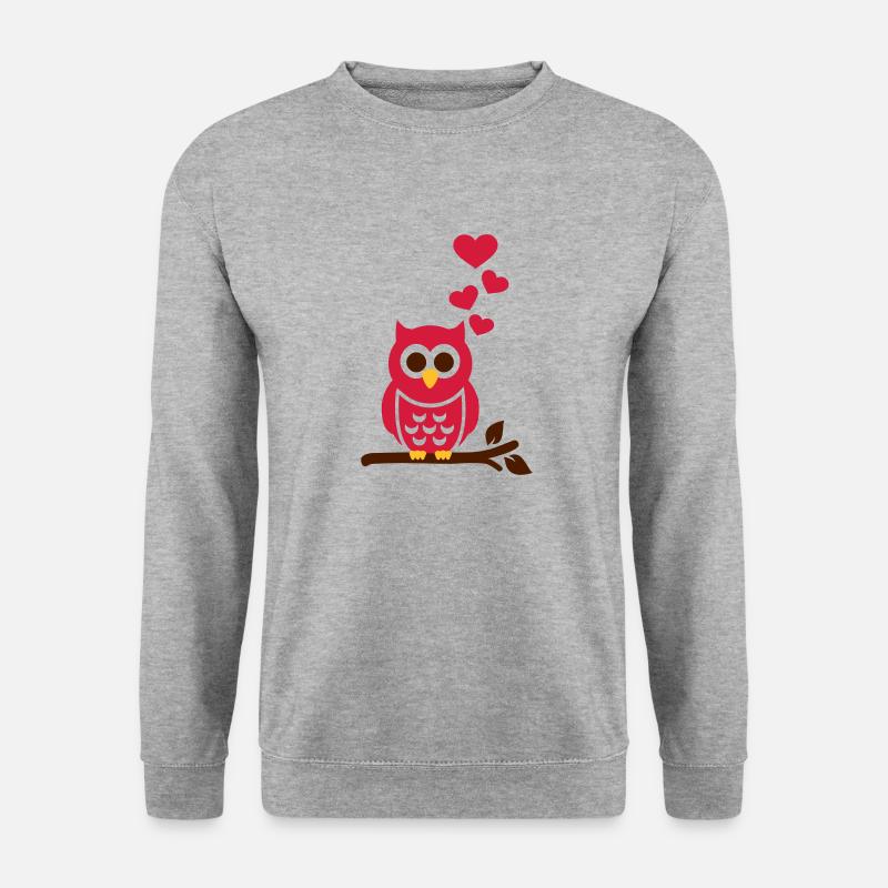 Eule - Unisex Pullover - Weißgrau meliert