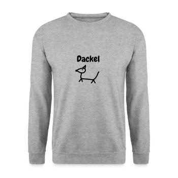 Dackel - Unisex Pullover - Weißgrau meliert - Vorne - Alina (178cm) & Michal (187cm)