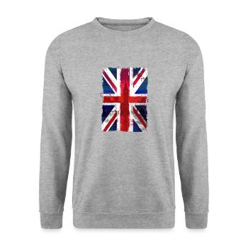 Union Jack - UK Flag - London - Unisex Pullover - Weißgrau meliert - Vorne - Alina (178cm) & Michal (187cm)