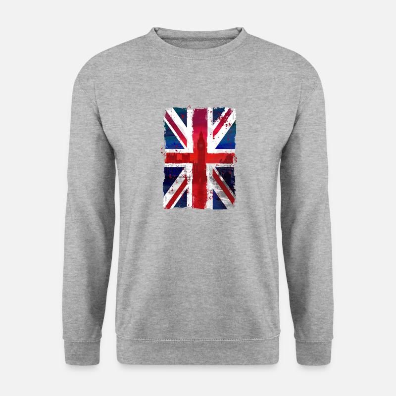 Union Jack - UK Flag - London - Unisex Pullover - Weißgrau meliert