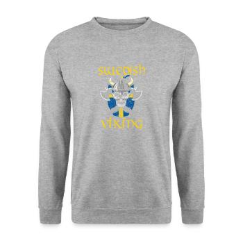 Suède Vikings hache bouclier tête de mort cadeau - Sweat-shirt Unisexe - gris chiné - Devant - Alina (178cm) & Michal (187cm)