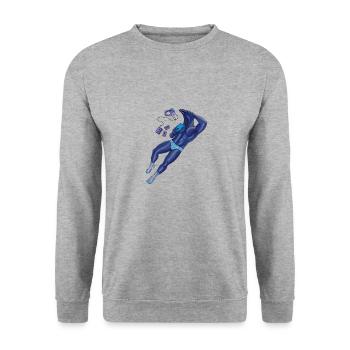 blaue Krähe - Unisex Pullover - Weißgrau meliert - Vorne - Alina (178cm) & Michal (187cm)