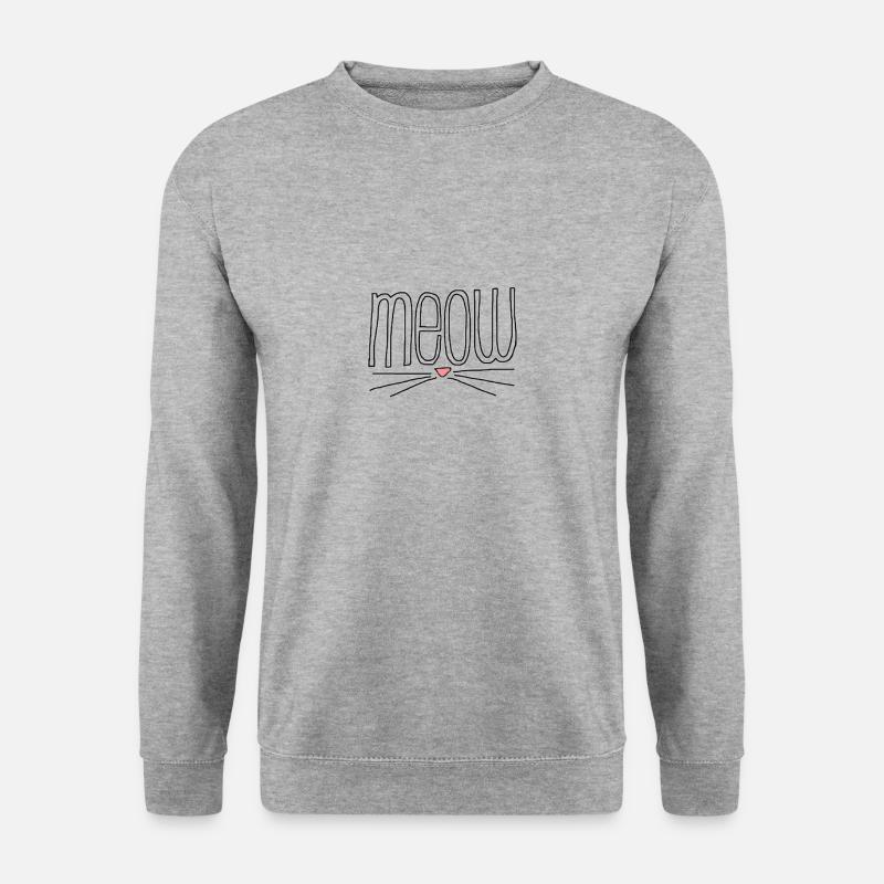 Meow Katzengesicht - Unisex Pullover - Weißgrau meliert