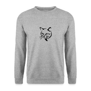 Petit chat mignon visage visage - Sweat-shirt Unisexe - gris chiné - Devant - Alina (178cm) & Michal (187cm)