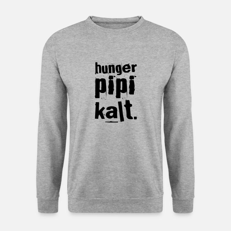 Hunger Pipi Kalt - Unisex Pullover - Weißgrau meliert