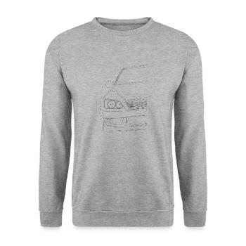IS200 IS300 Altezza RS JDM Umriss Schwarze Skizze - Unisex Pullover - Weißgrau meliert - Vorne - Alina (178cm) & Michal (187cm)